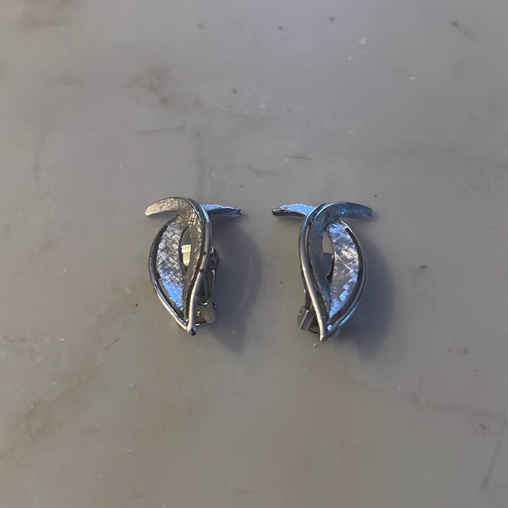 Boucher Silver Clip Earrings Vintage